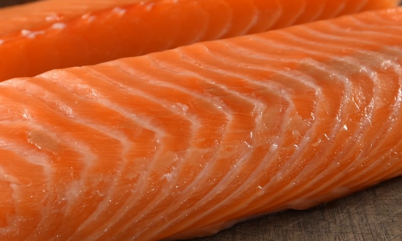 Close up of a salmon fish fillet
